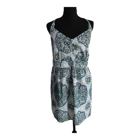 New Lane Bryant Venezia Women's Halter Top Backless Geometric Blue Spring Summer - Picture 1 of 10